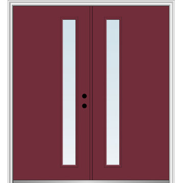60"x80" 1-Lite Clear LH-Inswing Painted Fiberglass Double Door, 6-9/16" Frame