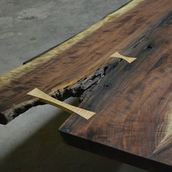 Live Edge Curly Walnut Dining Table - Dining Tables