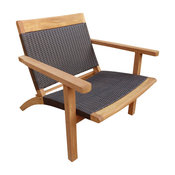Teak Wood Barcelona Patio Lounge and Dining Chair, Black