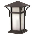 Hinkley Lighting - Hinkley Lighting Harbor 1 Light Outdoor Pier Mount, Satin Black - 2576SK - Harbor has an updated nautical feel, with a style inspired by the clean, strong lines of a welcoming lighthouse. The cast aluminum and brass construction is accented by bold stripes against the seedy glass.
