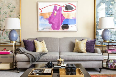 Transitional living room photo in Boston