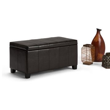 Dover 36" Contemporary Storage Ottoman, Tanners Brown