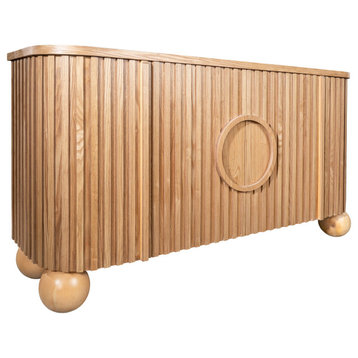 Lucca Fluted Sideboard Accent Cabinet With Ball Legs
