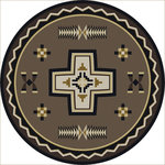 American Dakota - Saint Cross Rug, Brown, 8'x8' Round, Round - Saint Cross, based on historic floor cloths, will add depth to any room. Great for the home, or your cabin hideaway! Made in America!