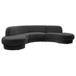 Meridian Furniture - Rosa Velvet Upholstered 3-Piece Sectional, Gray - Seat the gang for comfort and style with this Rosa velvet three-piece sectional. Soft grey velvet upholstery makes this sectional super svelte and sleek to the touch, lending it a modish feel that's well at home in contemporary settings. The chic shape of this sectional makes it an instant eye-catcher in your space, with a rolled back cushion for undeniable comfort.