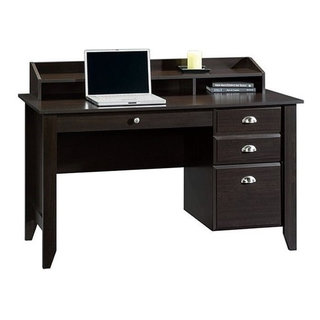 Furinno 32 in. Rectangular Espresso Computer Desk with Hutch