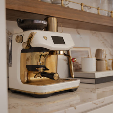 Transitional Kitchen with Custom Arched Coffee Bar