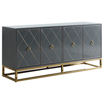 Senior Gold Plated Accent Sideboard, Gray