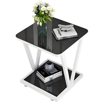 White/Gold/Black Small Modern Nordic Coffee Table For Bedside And Office, White + Black, L20.4"