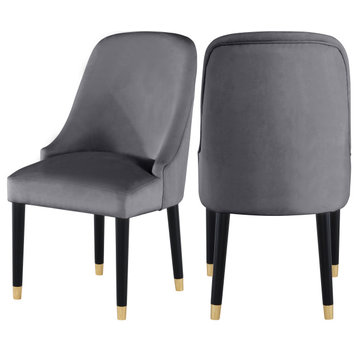 The Maisie Dining Chair, Grey, Velvet (Set of 2)