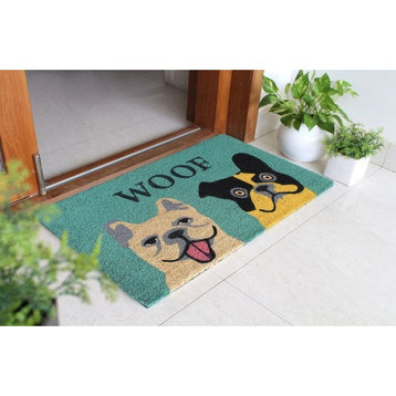 Gray Machine Tufted Woof  Dog Coir Doormat, 18"x30"