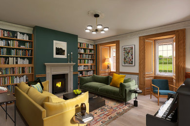 Library with shuttered panelled casement windows
