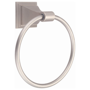 Square Base Design Bath Accessory Towel Ring, Brushed Nickel