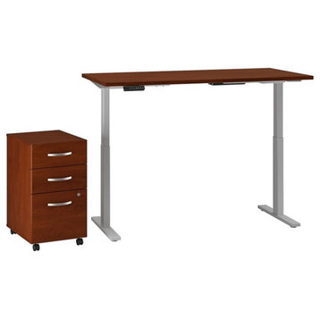 Move 60 Series 60W x 30D Adjustable Desk Set in Hansen Cherry - Engineered Wood