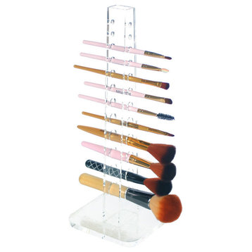 OnDisplay Acrylic Cosmetic Brush Organization Tower - Handmade Clear Acrylic Ma