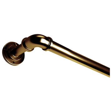 1" Pipe Blackout Curtain Rod, Antique Brass, 120"-170"