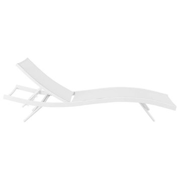 Modway Glimpse Aluminum & Mesh Patio Chaise Lounge in White Finish