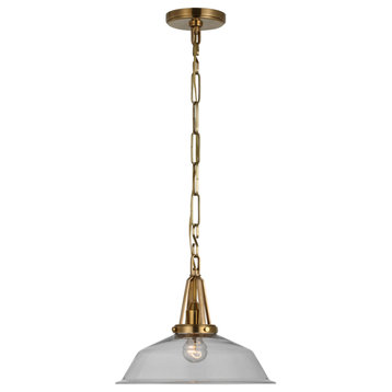 Layton 14" Pendant in Antique-Burnished Brass with Clear Glass