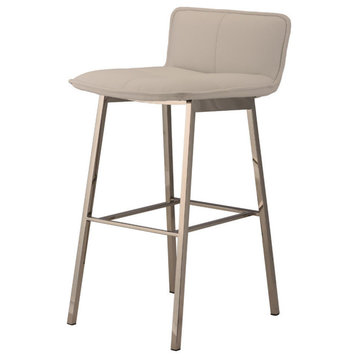 Sabrina Stool, Seat: Matte White, Frame: Polished Silver, Counter Height