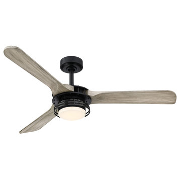 52 in. Indoor Light Oakwood Integrated LED Lighted Ceiling Fan with Remote