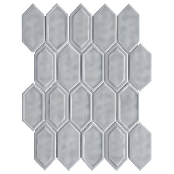 TRECCG Bianca 2" X 4" Recycle Glass Long Diamond Mosaic Tile, Gray