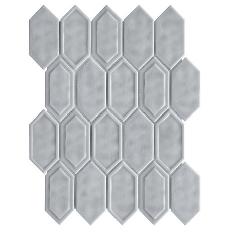 TRECCG Bianca 2" X 4" Recycle Glass Long Diamond Mosaic Tile, Gray