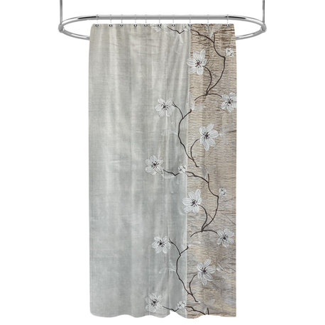 Magnolia Vine Fabric Shower Curtain, Bronze, 70x72"