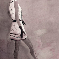 Woman In A Black And White Mini Dress Fashion Art - Fine Art Prints