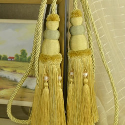 6 Colors QYM13 Faux Silk Curtain Tassel Tie Backs in Yellow Color - Window Treatment Accessories