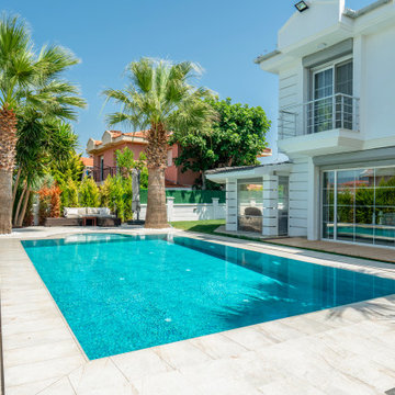 Piazza Cyan & Beige Stone Porcelain Tiles- Cesme,Izmir Villa