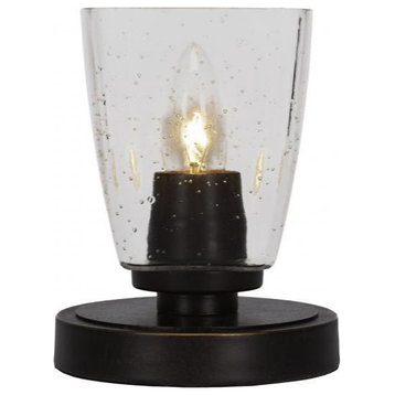 Luna 1-Light Table Lamp, Dark Granite/Square Clear Bubble