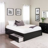 Prepac Select Queen 4-Post Platform Bed with 4 Drawers in Black