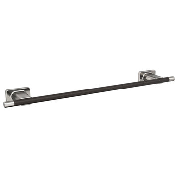 Amerock Esquire Contemporary Towel Bar, Brushed Nickel/Oil-Rubbed Bronze, 18" Ce