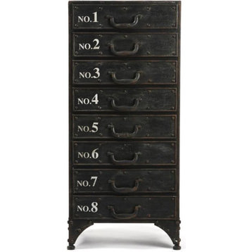 Chest of Drawers ANDRE Ebony Black Iron 8 -Drawer