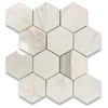 Calacatta Gold Marble 4 inch Hexagon Mosaic Tile Polished Calcutta Oro, 1 sheet