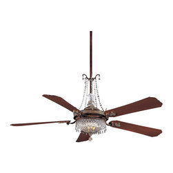 Cristafano 68" Deluxe Crystal Ceiling Fan With Dark Walnut Blades - Ceiling Fans