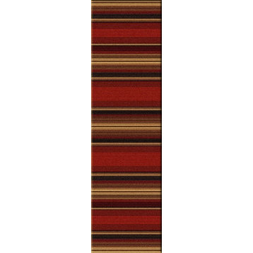 Santa Fe Stripe Rug, Red, 2'x8', Runner