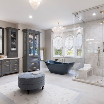 A  Large Transitional Master Bath Remodel for an Estate Client
