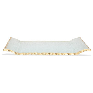Glass Oblong Tray, Gold Edge 11"x6.5"