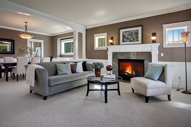 Arts and crafts living room photo in Seattle