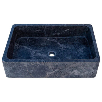 Natural Stone Sirius Black Marble Farmhouse Sink Polished, W16", L24", H6"