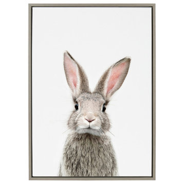 Sylvie Young Rabbit Framed Canvas by Amy Peterson, Gray 23x33