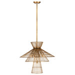 Z-Lite - Z-Lite 6 Light Chandelier, Rubbed Brass, 6015-6RB - Offer up an energetic look while choosing lighting in a custom space, adding the Alito six-light pendant to steal the show. Warm rubbed brass finish iron crafts a tiered geometric arrangement of wired pieces and matching down rod and canopy. This striking fixture reflects a blend of industrial and modern styling.