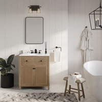 Annie Bathroom Vanity, Weathered Fir, 30", Single Sink, Freestanding