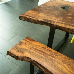 Live Edge Walnut Dining Table // Trapezoid Legs - Dining Tables