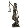 Bronzed La Justicia with Scales and Sword Statue 8 In.