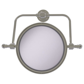 Retro Dot Wall Mounted Swivel Make-Up Mirror 8" 5xMagnification, Satin Nickel