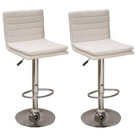 AmeriHome Modern Ripple Back Bar Stool - 2 Piece  White