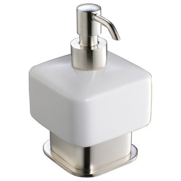Fresca Solido Lotion Dispenser, Free Standing, Brushed Nickel