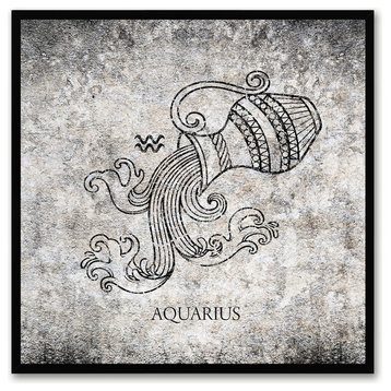 Aquarius Horoscope Astrology Print on Canvas with Picture Frame, 15"x15"